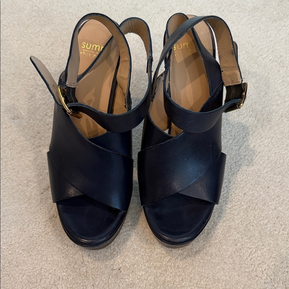 Navy Blue Ankle Wrap Sandals from super chic Martha’s Vineyard boutique! - Picture 1 of 4
